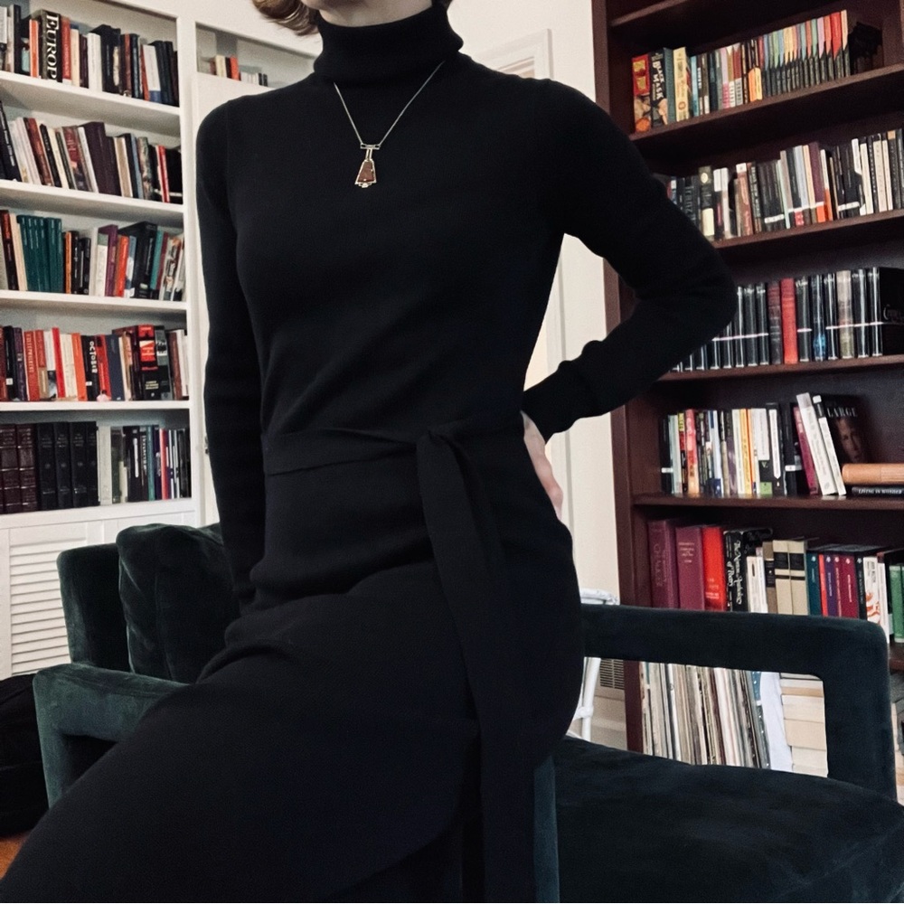 Brooks Brothers Merino Wool Belted Sweater Dress